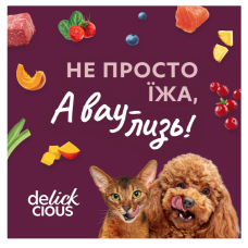 Суп для котів Delickcious з м'ясом курки, шинкою та шпинатом 80 г