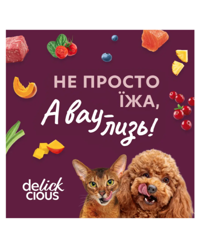 Суп для котів Delickcious з м'ясом курки, шинкою та шпинатом 80 г
