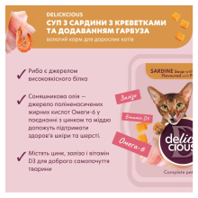 Суп для котів Delickcious з сардиною, креветками та гарбузом 80 г