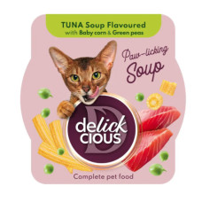 Суп для котів Delickcious з тунцем, кукурудзою та зеленим горошком 80 г