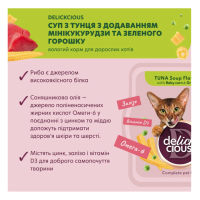 Суп для котів Delickcious з тунцем, кукурудзою та зеленим горошком 80 г