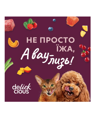 Суп для котів Delickcious з тунцем, кукурудзою та зеленим горошком 80 г