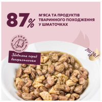 Вологий корм для котів Delickcious шматочки з качкою, куркою та шпинатом соусі 85 г