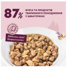 Вологий корм для котів Delickcious шматочки з качкою, куркою та шпинатом соусі 85 г