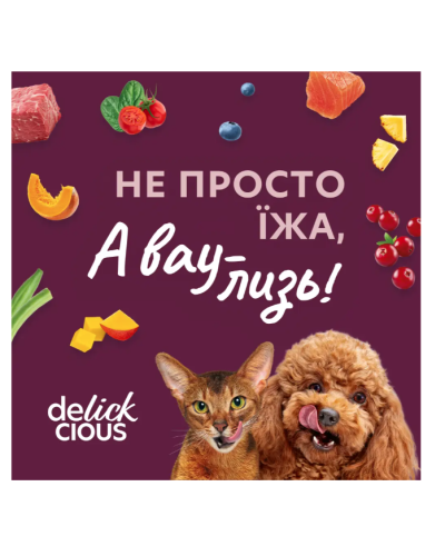 Вологий корм для собак Delickcious з індичкою та сиром у крем-супі 85 г