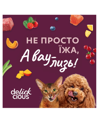 Влажный корм для собак Delickcious с лососем и морковью в крем-супе 85 г