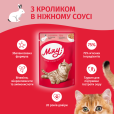 Вологий корм для котів Мяу кролик у соусі 85 г