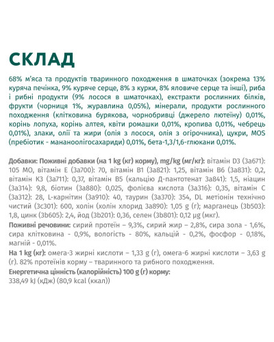 Вологий корм для стерилізованих котів OptiMeal Sterilised Adult з лососем та чорницею в желе 85 г