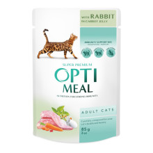 Влажный корм для котов OptiMeal Adult с кроликом в морковном желе 85 г