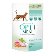 Вологий корм для котів OptiMeal Adult із кроликом у морквяному желе 85 г