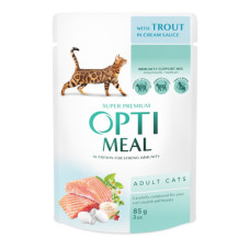 Вологий корм для котів OptiMeal Adult із фореллю у кремовому соусі 85 г