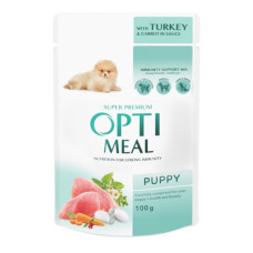 Вологий корм для цуценят OptiMeal Puppy з індичкою та морквою в соусі 100 г