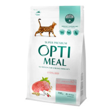 Сухой корм для стерилизованных котов OptiMeal Sterilised с высоким содержанием говядины и сорго 700 г