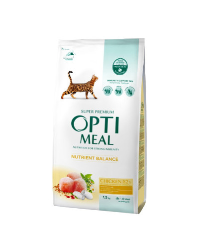 Сухий корм для котів OptiMeal Adult з куркою 1.5 кг