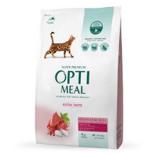 Сухий корм для котів OptiMeal Extra Taste з високим вмістом телятини 4 кг