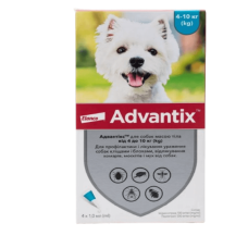 Краплі на холку для собак Elanco Bayer Advantix від 4 до 10 кг, 4 шт