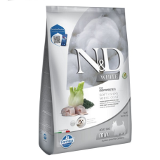 Сухой корм для собак с белой шерстью  мелких пород Farmina N&D Grain Free WHITE ADULT MINI с сибасом, спирулиной и фенхелем, 5 кг 44990