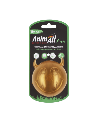 AnimAll Fun мяч чертик с пищалкой 75 мм золотой