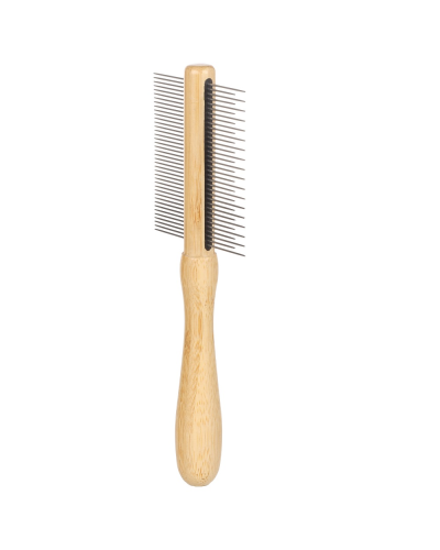 Flamingo 523068 Расческа BAMBOO двухсторонняя для собак, зубов 30/19шт|21х7см