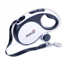AnimAll рулетка-повідець з диспенсером L до 50 кг/5 метрів біла, MS7016-B, (Х/24/Х)
