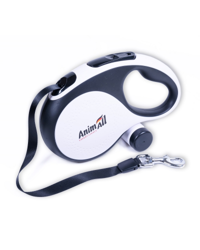 AnimAll рулетка-поводок с диспенсером L до 50 кг/5 метров белая, MS7016-B, (Х/24/Х)