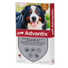 Краплі на холку для собак Elanco Bayer Advantix 40-60 кг, 4 шт