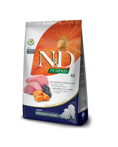 Сухой корм для щенков cредних и крупных пород Farmina N&D Grain PUMPKIN LAMB & BLUEBERRY PUPPY MEDIUM & MAXI 2,5 kg 33246