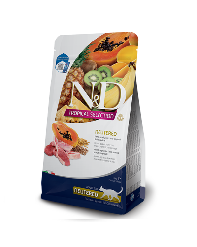 Сухий корм для стерилізованих котів Farmina N&D TROPICAL SELECTION LAMB NEUTERED з ягням та тропічними фруктами, 1,5 kg, 42125