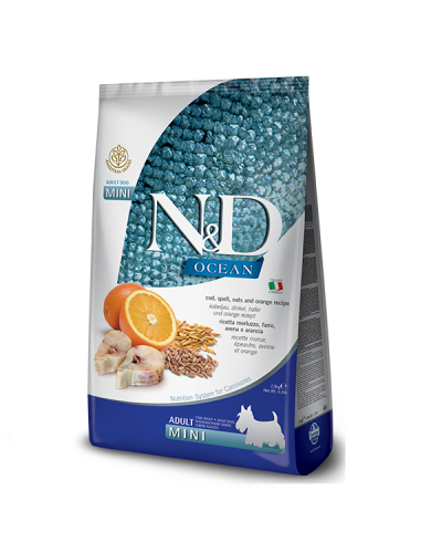 Сухой корм для собак  мелких пород Farmina N&D Low Grain Ocean ADULT MINI с треской и апельсином 2,5 kg 36599