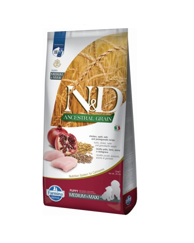 Сухой корм для щенков cредних и крупных пород Farmina N&D Low Grain CHICKEN & POMEGRANATE PUPPY MEDIUM & MAXI 12 kg 36186