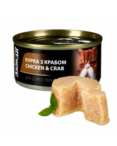 АнимАлл влажный корм для кошек Курица с Крабом 85г