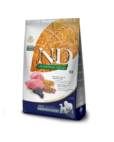 Сухий корм для собак середніх та великих порід Farmina N&D Low Grain LAMB & BLUEBERRY ADULT MEDIUM & MAXI 2,5kg 36278