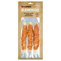 Flamingo ЖЕВАТЕЛЬНЫЕ СТИКИ ДЛЯ СОБАК ОБОБРНУТЫЕ МЯСОМ КУРКИ 20MM 17CM 3ST 155G