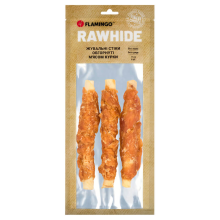 Flamingo ЖЕВАТЕЛЬНЫЕ СТИКИ ДЛЯ СОБАК ОБОБРНУТЫЕ МЯСОМ КУРКИ 20MM 17CM 3ST 155G