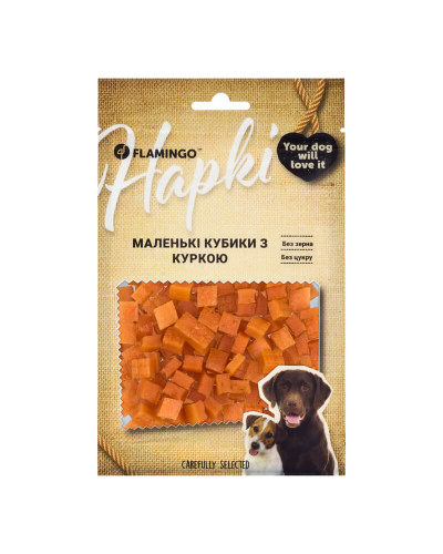 Flamingo Маленькие кубики с курицей для собак 75 GR