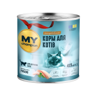 Мой чемпион. Влажный корм для кошек кусочки с рыбой 415г