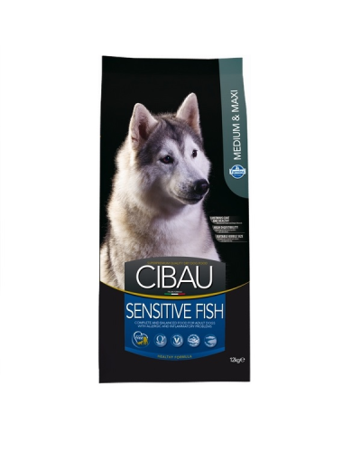 Сухой корм для взрослых собак средних и крупных пород  Farmina CIBAU SENSITIVE ADULT MEDIUM & MAXI с чувствительным пищеварением с рыбой 12 кг 31037