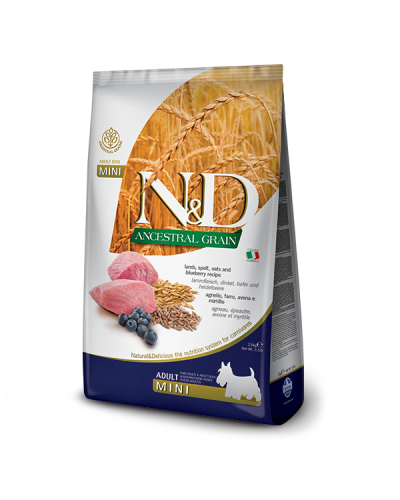 Сухий корм для собак малих порід Farmina N&D Low Grain LAMB & BLUEBERRY ADULT MINI 2,5 kg 22103