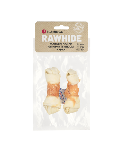 Flamingo ЖЕВАТЕЛЬНЫЕ КОСТИ ДЛЯ СОБАК ОБОБРНУТЫЕ МЯСОМ КУРКИ 2ST 11CM. 70g