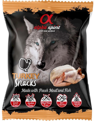 Ласощі для собак Alpha Spirit Snacks напіввологі беззернові кубики з індичкою 50 г (as4002350)