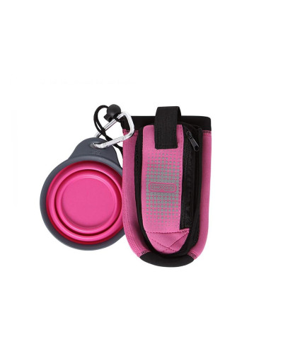 Портативная сумка Dexas BottlePocket with Travel Cup со складной миской рожевий (dx30809)