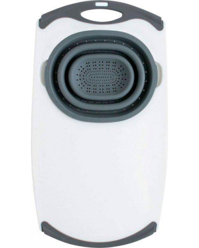 Мультифункциональная доска Dexas Over The Sink Strainer Grippboard Стрейнер 58х32 с дуршлагом серый (42832-60)