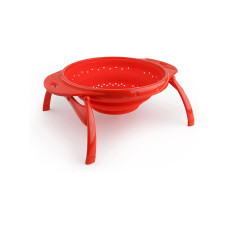Дуршлаг складной на ножках Dexas Collapsible Colander 3800 мл 25 см силиконовый красный (10CC1795)