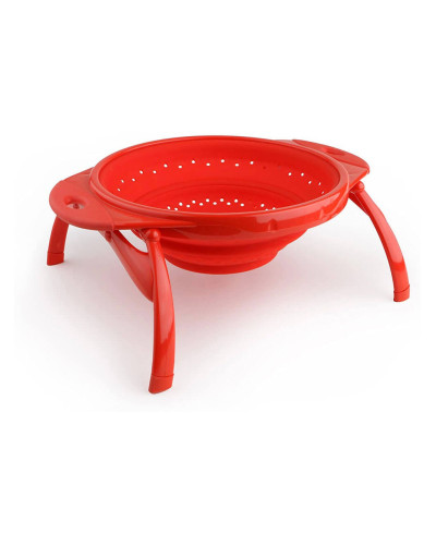 Дуршлаг складной на ножках Dexas Collapsible Colander 3800 мл 25 см силиконовый красный (10CC1795)