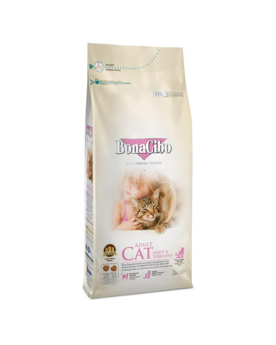 Сухий корм для стериліз дорослих котів суперпреміум класу BonaCibo Adult Cat Light&Sterilised Курка 2 кг (BC406137)