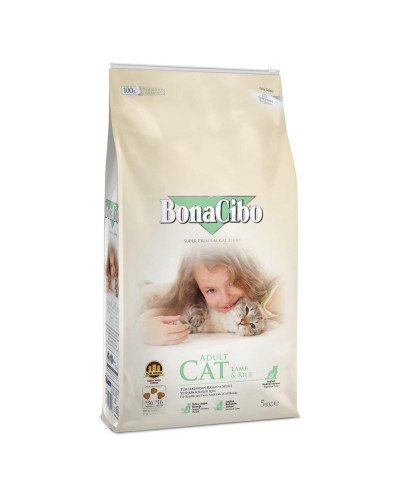 Сухой корм для взросл котов суперпремиум класса BonaCibo Adult Cat Lamb&Rice Ягненок 5 кг (BC405666)