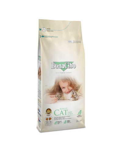 Сухой корм для взросл котов суперпремиум класса BonaCibo Adult Cat Lamb&Rice Ягненок 2 кг (BC406120)