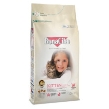 Сухой корм для кошенят та лакт, берем кошек суперпремиум класса BonaCibo Kitten Курица 1,5 кг (BC406083)