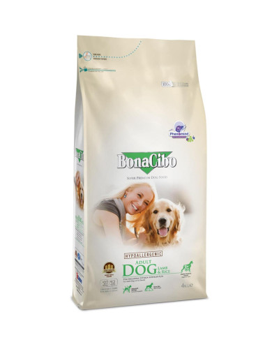 Сухий корм для дорослих собак суперпреміум класу BonaCibo Adult Dog Lamb&Rice Ягня 4 кг (BC406168)