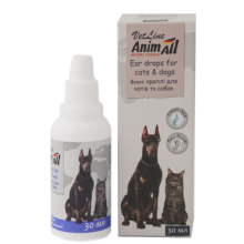 AnimAll VetLine Капли ушные для собак и кошек при лечении острых и хронических болезней ушей, 30 мл